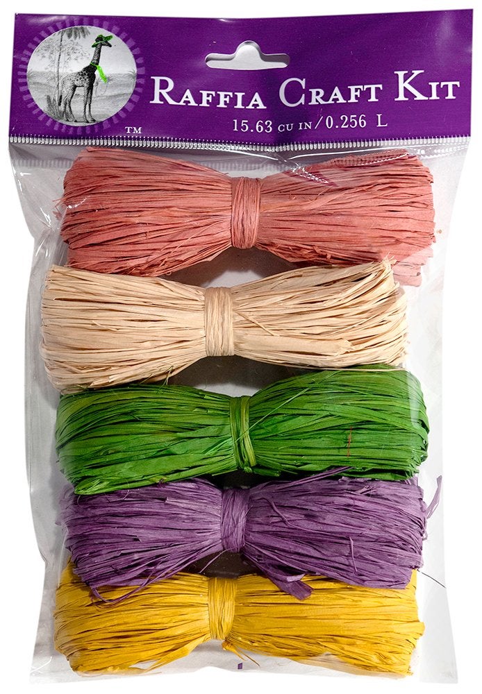 SuperMoss (40507) Raffia Craft Kit - Spring  April (Dusty Rose  Natural  Basil  Lavender  Yellow)  16 cu in. (5 Pack)